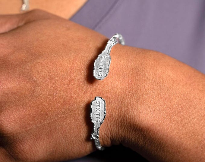 St. Kitts Bangle Handmade in Sterling Silver with Diamante Pattern
