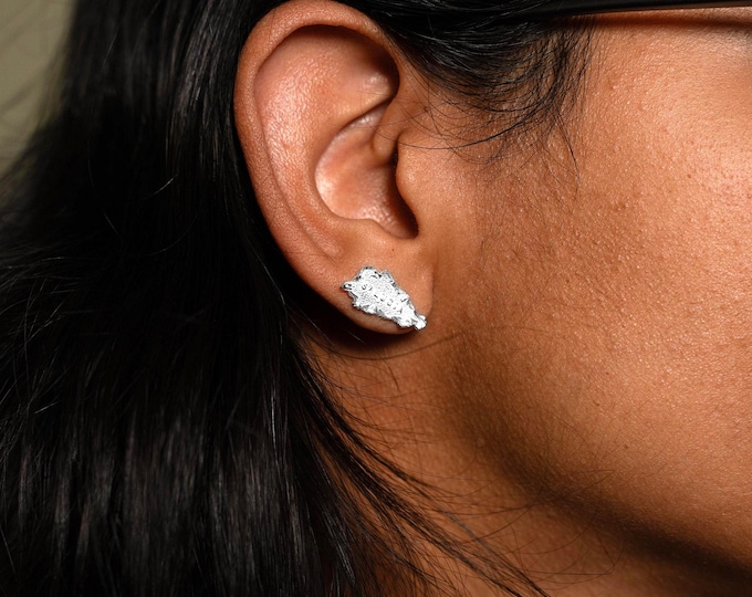 St. Lucia Map Earring by Caribbijou in Sterling Silver