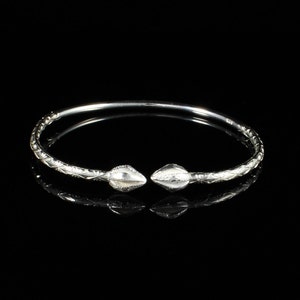 Baby and Child Cocoa Pod West Indian Bangle Calypso Pattern Handmade in .925 Sterling Silver .110&quot; thickness