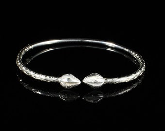 Handmade Sterling Silver Cocoa Pod Bangle: West Indian Heritage