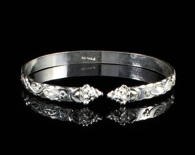 Handmade Sterling Silver West Indian Bangle: Child's Grape Vine Bracelet