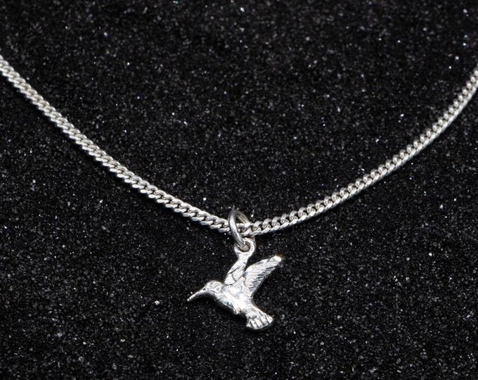 Humming Bird Pendant with Chain in .925 Sterling Silver