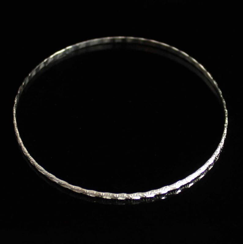 2mm Ultra Thin West Indian Bangle Jingle style with Diamond pattern Handmade .925 Sterling Silver SOLD INDIVIDUALLY image 4
