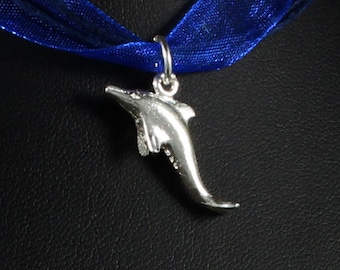 Caribbean Dolphin Pendant with Chain in .925 Sterling Silver
