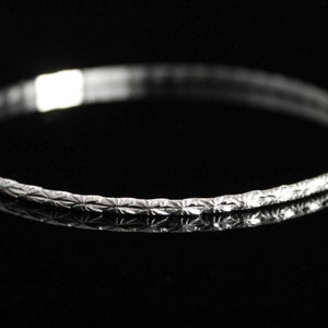 2mm Ultra Thin West Indian Bangle Jingle style with Diamond pattern Handmade .925 Sterling Silver SOLD INDIVIDUALLY image 3