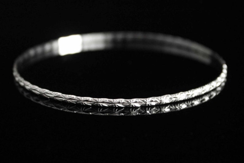 2mm Ultra Thin West Indian Bangle Jingle style with Diamond pattern Handmade .925 Sterling Silver SOLD INDIVIDUALLY image 3