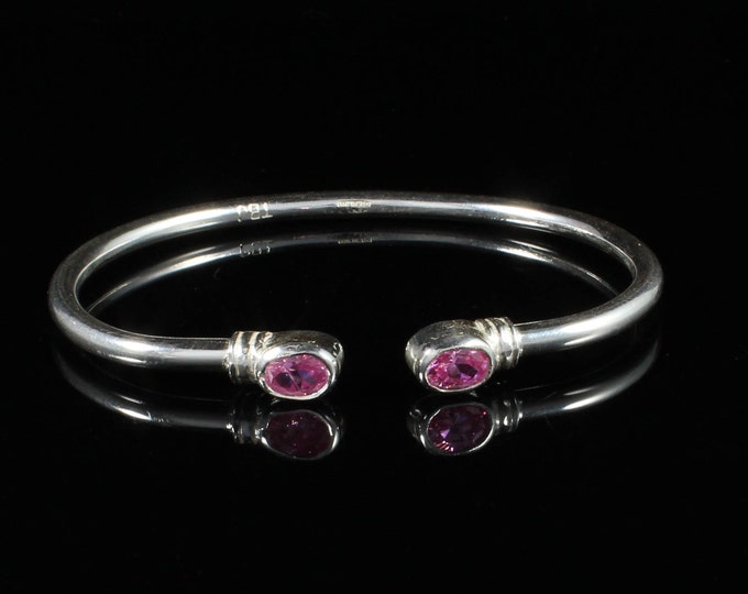 Handmade Sterling Silver West Indian Bangle with Pink CZ
