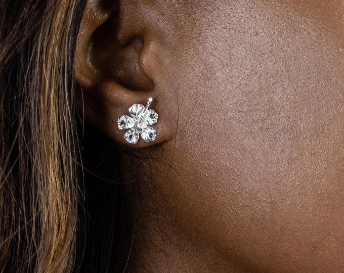 Hibiscus Earrings in .925 Sterling Silver