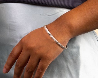 West Indian Bangle Jingle style with swirl pattern Handmade .925 Sterling Silver - SOLD INDIVIDUALLY