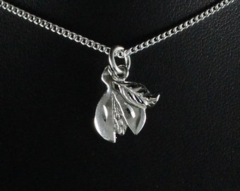 Flat Grenada Nutmeg Pendant with Chain in .925 Sterling Silver