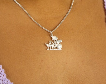 Grenada Bull and Cart Pendant with Chain in 925 Sterling Silver