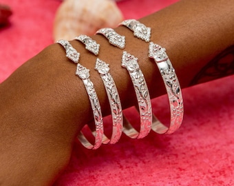 Handmade Sterling Silver West Indian Bangle: Grape Vine Design - Multiple Sizes