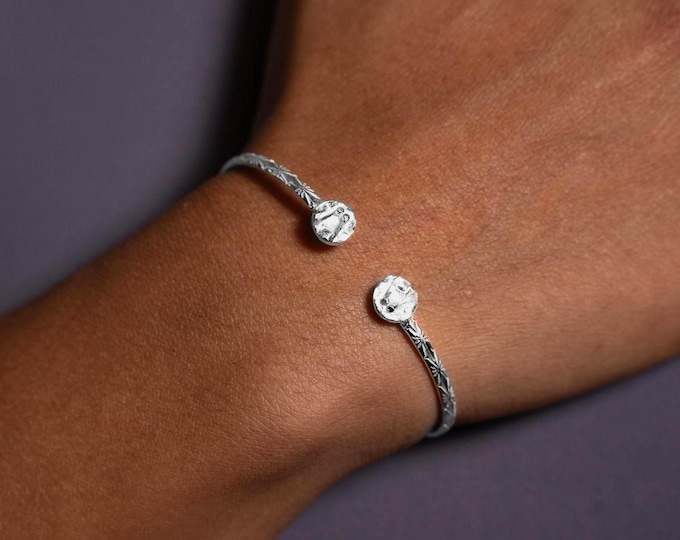 Steel Pan bangle with Calypso Pattern Handmade in .925 Sterling Silver
