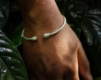 Ball Bangle Handmade in Sterling Silver with Diamante Pattern