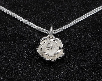 Rose Pendant with Chain in 925 Sterling Silver