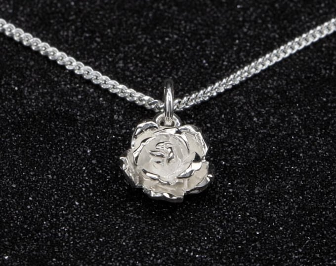 Rose Pendant with Chain in 925 Sterling Silver