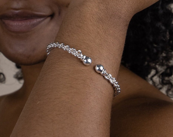 Braided Sterling Silver West Indian Bangle: Flexible Baby/Child Bracelet