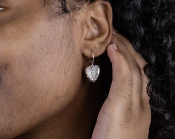 West Indian Anthurium Flower Hanging Earrings in .925 Sterling Silver