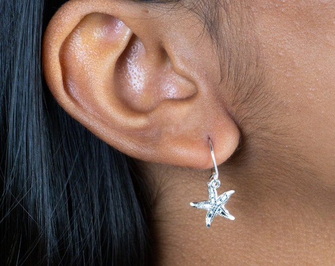 Starfish Hanging Earrings in .925 Sterling Silver