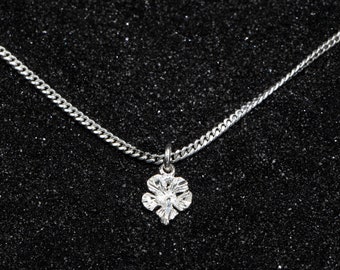 West Indian Small Hibiscus Flower Pendant with Chain in .925 Sterling Silver