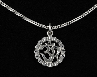 OM Pendant with Chain handmade in 925 Sterling Silver