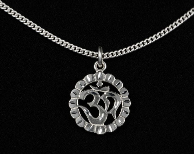 OM Pendant with Chain handmade in 925 Sterling Silver