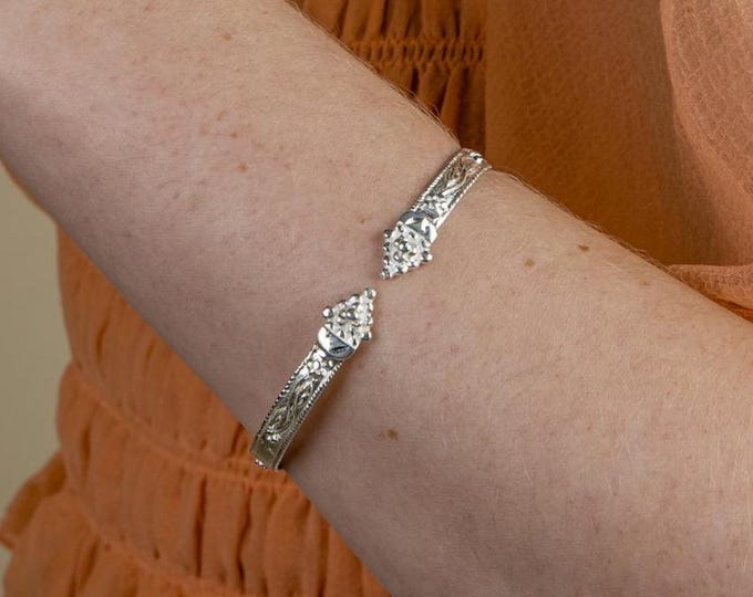 Frosted Grape Vine Bangle Handmade in sterling silver .925