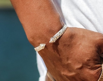 Handmade Sterling Silver West Indian Bangle: Grape Vine Design