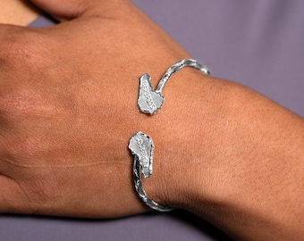 Barbados Bangle Handmade in Sterling Silver with Diamante Pattern