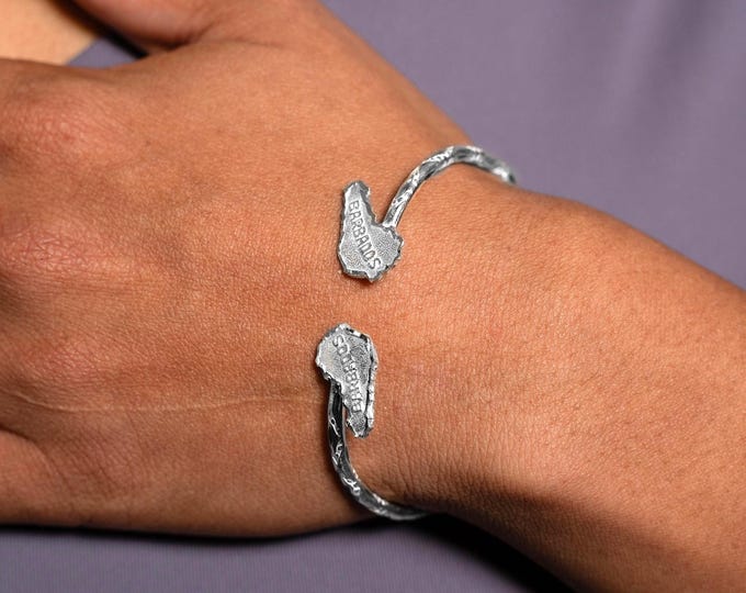 Barbados Bangle Handmade in Sterling Silver with Diamante Pattern