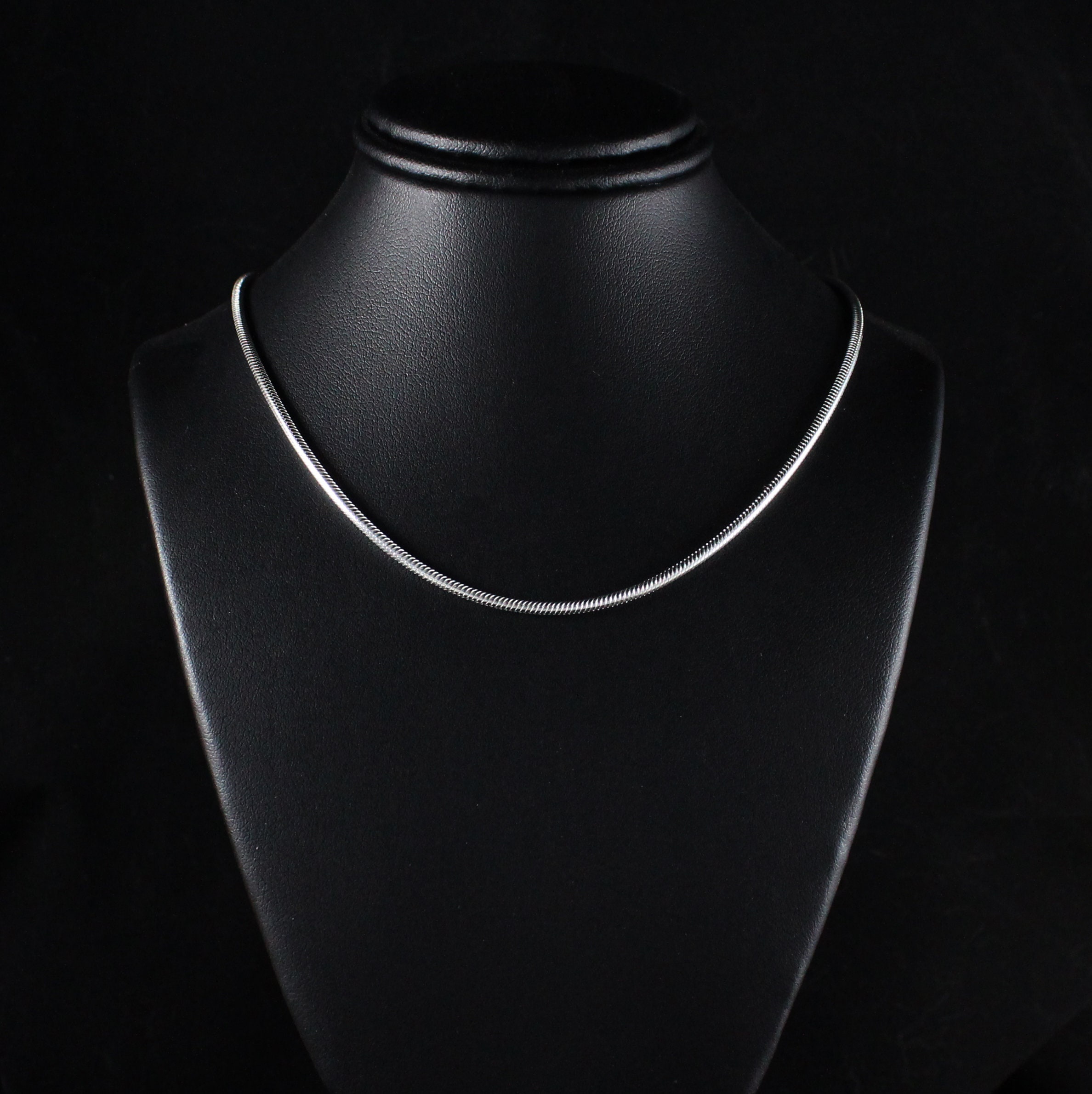 925 Sterling Silver Round Snake Chain Necklace, Silver Snake