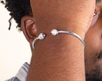 Sterling Silver West Indian Bangle: Taj Mahal Ends, Handmade .110"