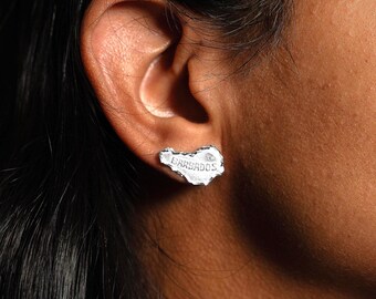 Barbados Map Earrings in .925 Sterling Silver