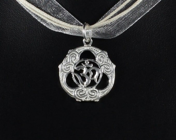 Handmade OM Pendant with Chain in 925 Sterling Silver