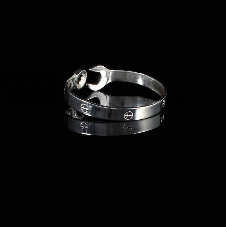 Mechanic Spanner handmade Bangle in Solid Sterling Silver .925