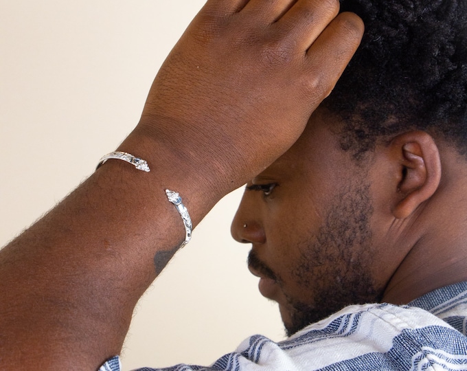 Handmade Sterling Silver West Indian Bangle: Grape Vine Design