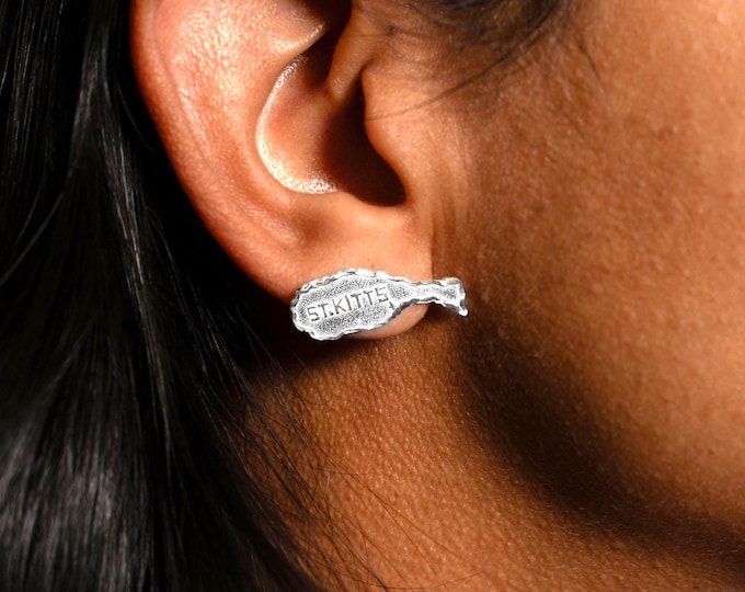 St Kitts Map Earrings in .925 Sterling Silver