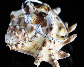 West Indian Bangle Conch Lambi Shell with Calypso pattern Handmade .925 Sterling Silver 110