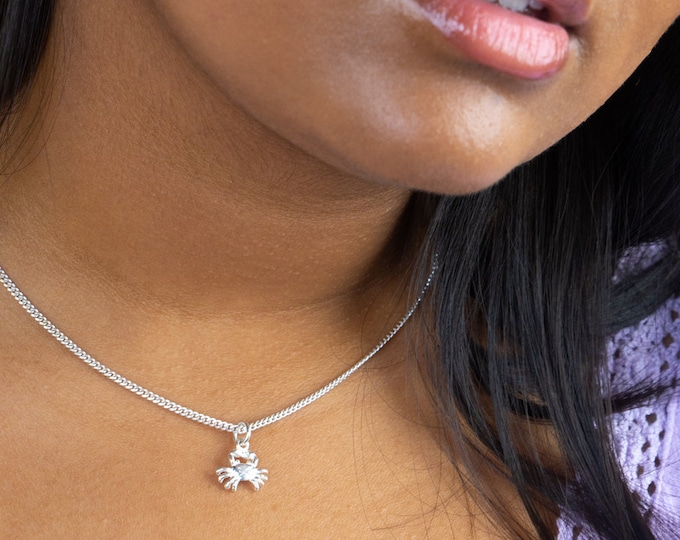 Small Caribbean Crab Pendant with Chain in .925 Sterling Silver