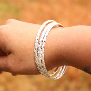 110 West Indian Bangle with Synthetic Peridot August Birthstone Handmade in Sterling Silver