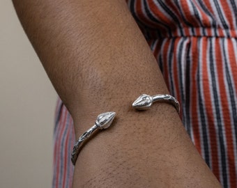 Cocoa Pod West Indian Bangle Handmade in .925 Sterling Silver .125 gauge