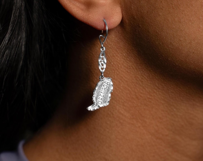 Grenada Map Earring in Sterling Silver