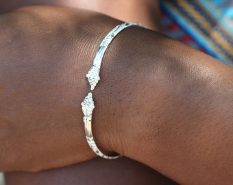 Handmade Sterling Silver West Indian Bangle: Grape Vine Design