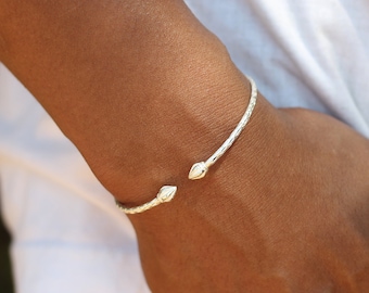 Handmade Bangle with Cocoa Pods and Calypso Pattern in .925 Sterling Silver