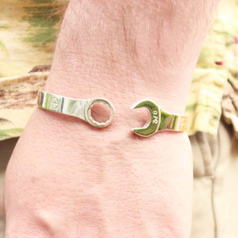 Mechanic Spanner handmade Bangle in Solid Sterling Silver .925