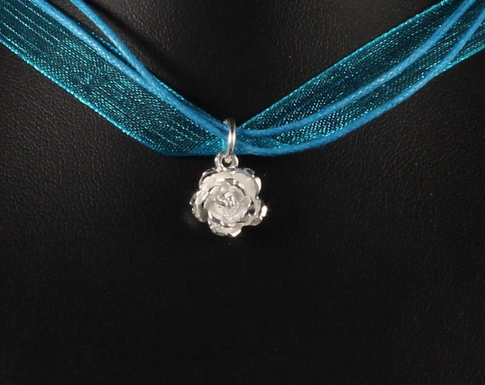 Caribbijou Rose Pendant with Chain in 925 Sterling Silver