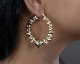 Large Lightweight Hoop Earrings in 10 Karat Yellow Gold
