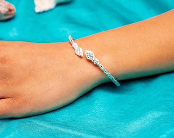 Snake Bangle Handmade in Sterling Silver with Calypso Pattern