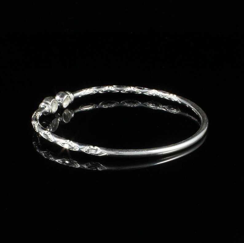 110 West Indian Bangle with Synthetic Peridot August Birthstone Handmade in Sterling Silver