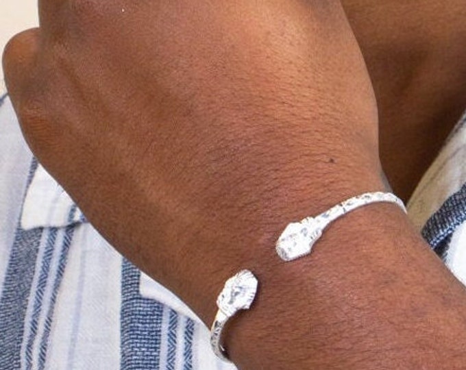 Handmade Sterling Silver Sphinx Bangle: Calypso West Indian Design